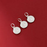 Vintage S925 Sterling Silver Lucky Round Pendant Charms for DIY