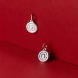 Vintage S925 Sterling Silver Lucky Round Pendant Charms for DIY