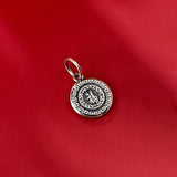 Vintage S925 Sterling Silver Lucky Round Pendant Charms for DIY