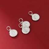 Vintage S925 Sterling Silver Lucky Round Pendant Charms for DIY