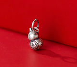 Vintage S925 Sterling Silver Frosted Blessing Gourd Pendant DIY Charms
