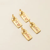 Vintage S925 Sterling Silver Printed Coin Square Card 18K DIY Charms
