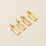 Vintage S925 Sterling Silver Printed Coin Square Card 18K DIY Charms