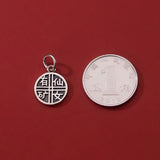 Vintage S925 Sterling Silver Round Cards Pendant Charms DIY Fine Accessories