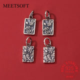 Vintage S925 Sterling Silver Charms Rich Money Double-sided Plate DIY Fine Drop