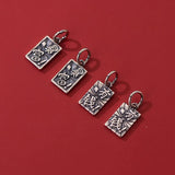 Vintage S925 Sterling Silver Charms Rich Money Double-sided Plate DIY Fine Drop