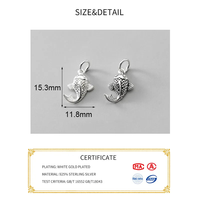 S925 Sterling Silver Whale Animal Charm for DIY Jewelry