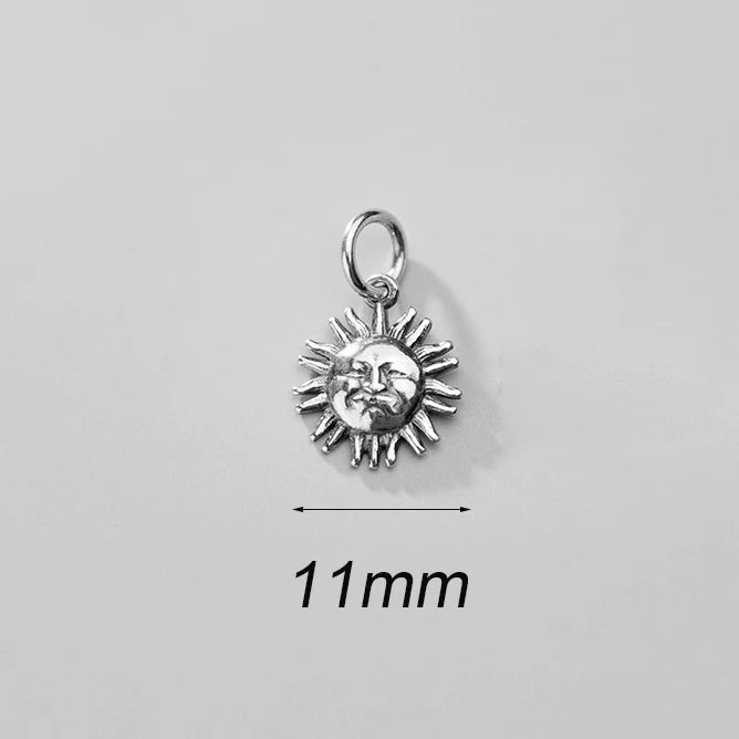 Vintage S925 Sterling Silver sun Charm for DIY Making Fine Jewelry Accessory