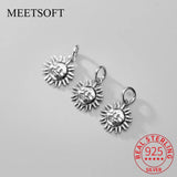 Vintage S925 Sterling Silver sun Charm for DIY Making Fine Jewelry Accessory