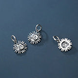 Vintage S925 Sterling Silver sun Charm for DIY Making Fine Jewelry Accessory