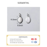 Vintage S925 Sterling Thai Silver Oval Charms for DIY Necklace Bracelet