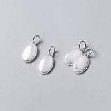 Vintage S925 Sterling Thai Silver Oval Charms for DIY Necklace Bracelet