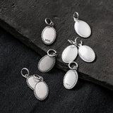 Vintage S925 Sterling Thai Silver Oval Charms for DIY Necklace Bracelet