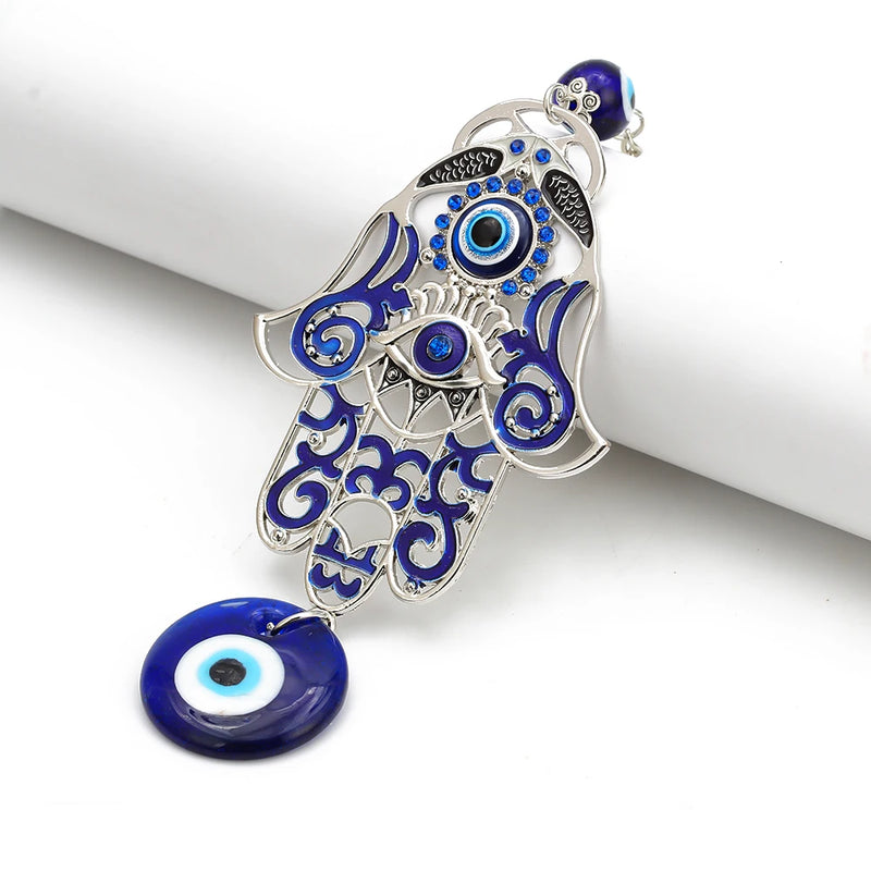 1pc Turkey Evil Eye Glass Hamsa Hand Charms Wall Hang Keychain Jewelry