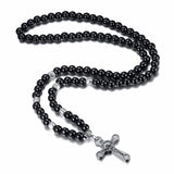 Men Carnelian Stone Rosary Bead Necklace Cross Crucifix Catholic