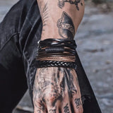 Multilayer Leather Punk Wrap Bracelet Unisex Jewelry