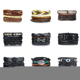 Multilayer Leather Punk Wrap Bracelet Unisex Jewelry
