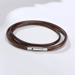 Men's Leather Necklaces Braided Chain 2MM 3MM Male Jewelry 16 and 30 Inch