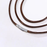 Men's Leather Necklaces Braided Chain 2MM 3MM Male Jewelry 16 and 30 Inch
