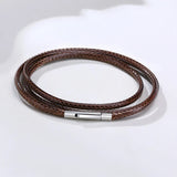 Men's Leather Necklaces Braided Chain 2MM 3MM Male Jewelry 16 and 30 Inch