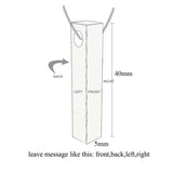 Men Square Bar Pendant Leather Necklace Engraving