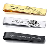 Men Tie Clip Tie Clips Initials Date Stainless Steel for Him Men's