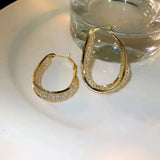 MENGJIQIA Geometric Oval Circle Hoop Earrings Zircon Brincos