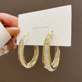 MENGJIQIA Geometric Oval Circle Hoop Earrings Zircon Brincos