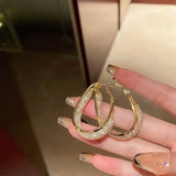 MENGJIQIA Geometric Oval Circle Hoop Earrings Zircon Brincos
