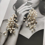 Vintage Pearl Fireworks Flower Stud Earrings for Women Party Jewelry