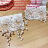 Vintage Pearl Fireworks Flower Stud Earrings for Women Party Jewelry
