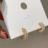 Pearl Zircon Hoop Earrings For Women Boucle d'oreille Jewelry