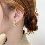 Pearl Zircon Hoop Earrings For Women Boucle d'oreille Jewelry