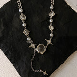Punk Transparent Beads Necklace Star Light Pendant Choker Party Jewelry