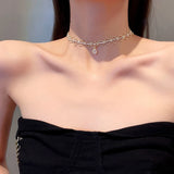 Rhinestone Choker Cross Pendant Necklace Party Jewelry
