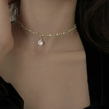 Rhinestone Choker Cross Pendant Necklace Party Jewelry