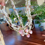 Pink Heart Pendant Choker Necklace for Women Girls
