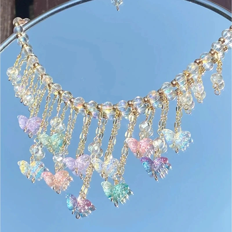 Resin Butterfly Necklace Women Girls Holiday Jewelry