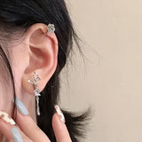 Zircon Butterfly Clip Earrings Pearl Ear Jewelry