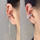 Zircon Butterfly Clip Earrings Pearl Ear Jewelry