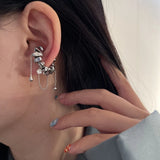 Metal Square Hoop Earrings Geometric Tassel Ear Jewelry