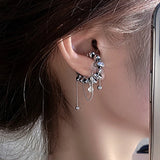 Metal Square Hoop Earrings Geometric Tassel Ear Jewelry