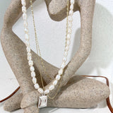 Baroque Pearl Necklace Metal Chain Wedding Jewelry