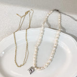 Baroque Pearl Necklace Metal Chain Wedding Jewelry