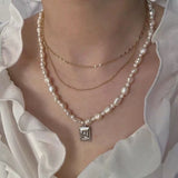 Baroque Pearl Necklace Metal Chain Wedding Jewelry