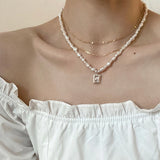Baroque Pearl Necklace Metal Chain Wedding Jewelry