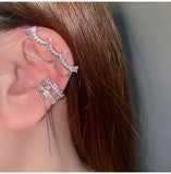 Pink Crystal Bowknot Clip Earrings Pearl Zircon No Piercing Ear Jewelry