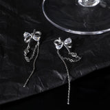 Zircon Bowknot Clip Earrings Tassel No Piercing Ear Jewelry