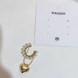 Heart Clip Earrings for Women Zircon Pearl No Piercing Ear Jewelry