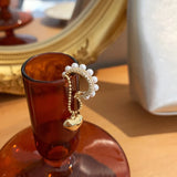 Heart Clip Earrings for Women Zircon Pearl No Piercing Ear Jewelry
